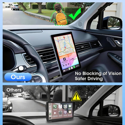 7/8/9 ''Support Orientation et Portrait voiture miroir Radio sans fil Carplay Android Auto multimédia lecteur vidéo écran universel