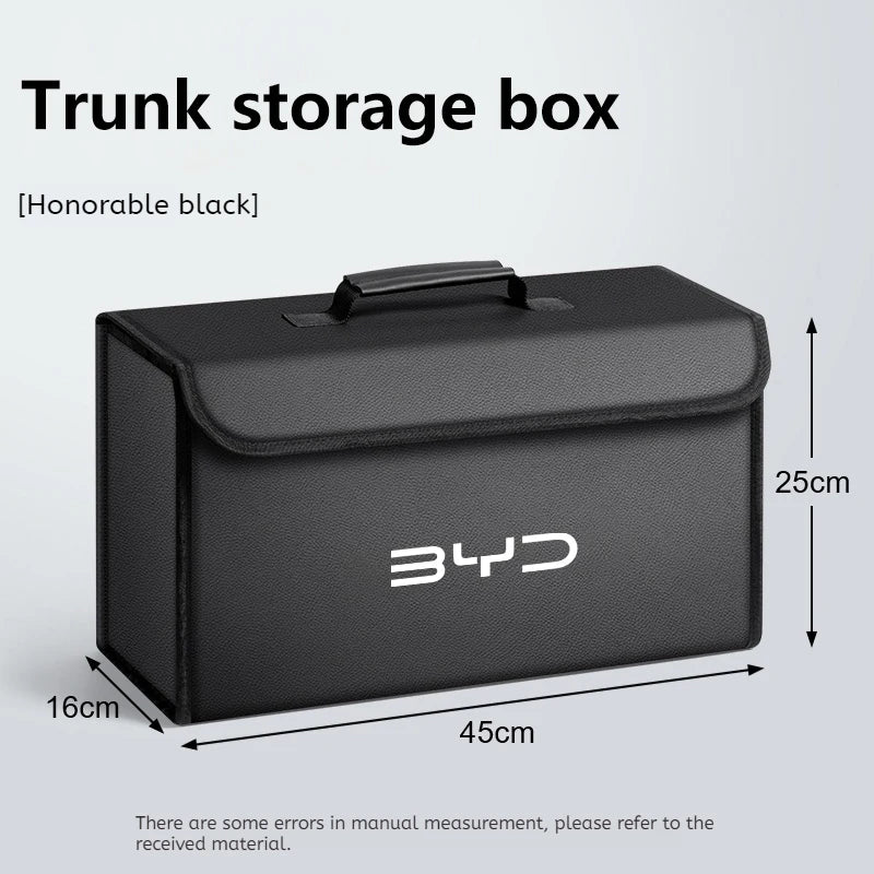 Boîte de rangement de coffre de voiture adaptée pour BYD DOLPHIN ATTO2 ATTO3 SEAL U 6 SEALION 7 2025, sac de rangement en cuir, boîte à outils de coffre de voiture, accessoires