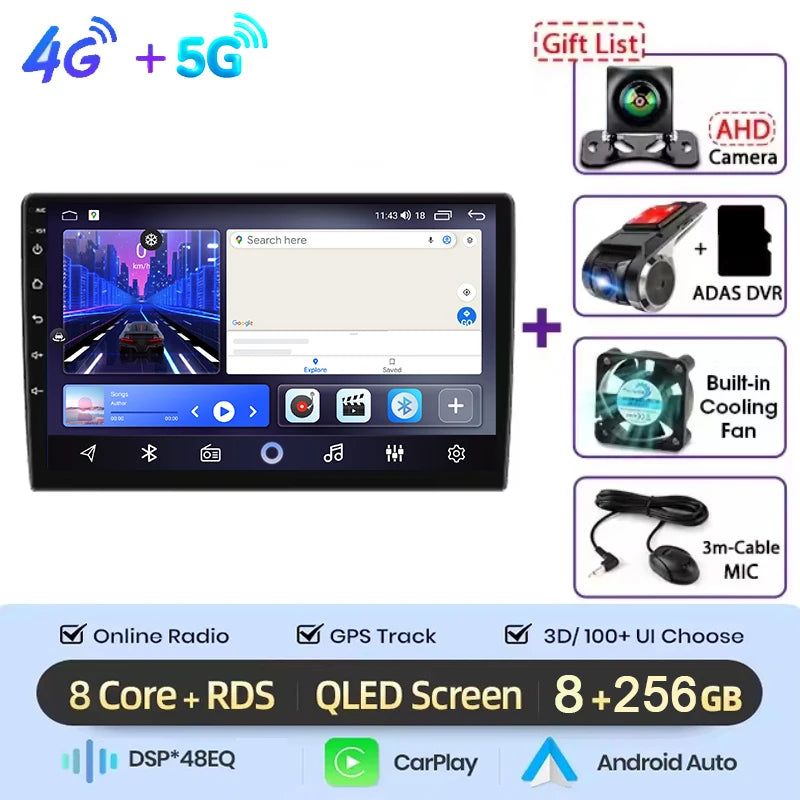 Autoradio multimédia vidéo avec navigation GPS Android16 CarPlay sans fil pour Ford New Transit 2009-2019 Focus 2005-2010