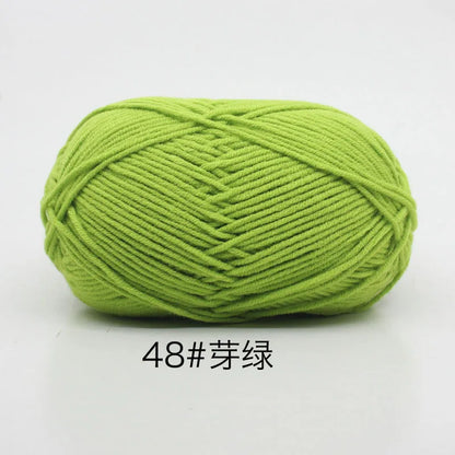 40-50 جم/المجموعة خيوط قطنية حليبية 4 طبقات (80%) للحياكة، صبغة لانا لعمل الكروشيه اليدوي، سترة قبعة دمى بسعر منخفض