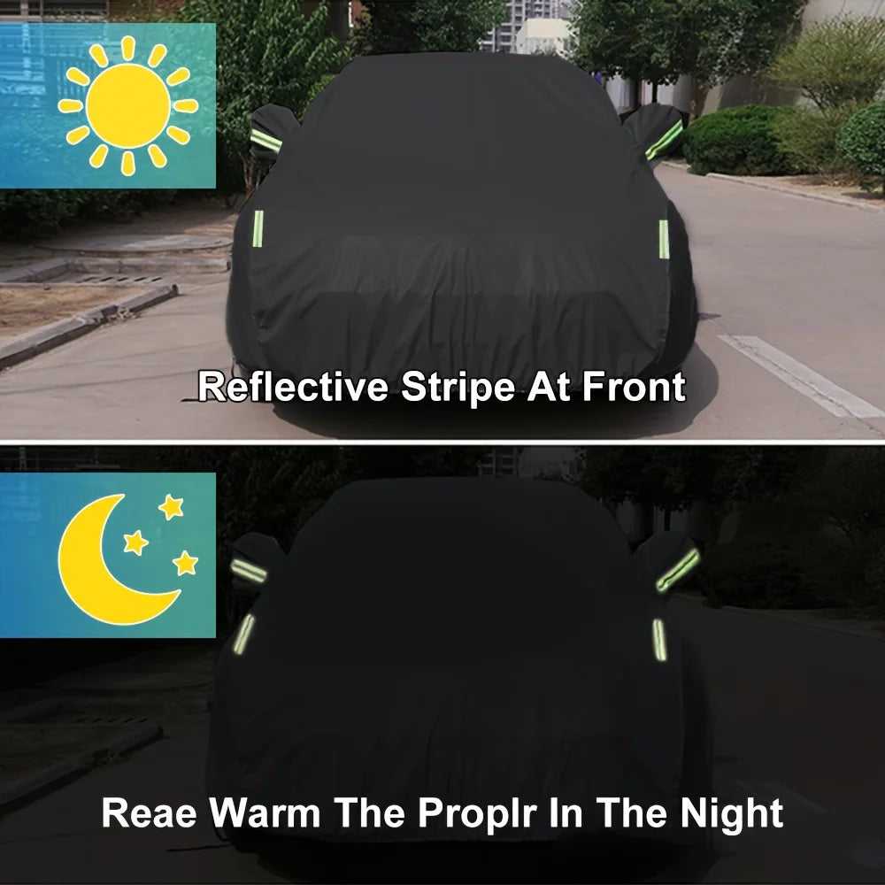 Housse de Protection extérieure pour voiture, soleil, neige, UV, hiver, été, SUV, berline, pare-soleil automobile, anti-poussière, étanche, noir, argent