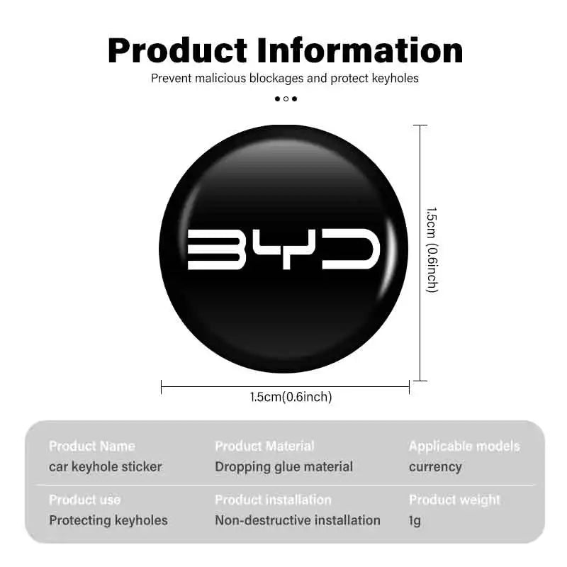 Autocollants de serrure de voiture BYD, trou de serrure, Protection Anti-blocage, accessoires de style Tang MAX DMI Qin EV600 Han EV Yuan Song PLUS Pro
