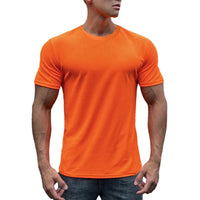T-shirt en maille à manches courtes pour hommes, séchage rapide, uni, respirant, course à pied, gym, fitness, vêtements de sport, entraînement en Y, été