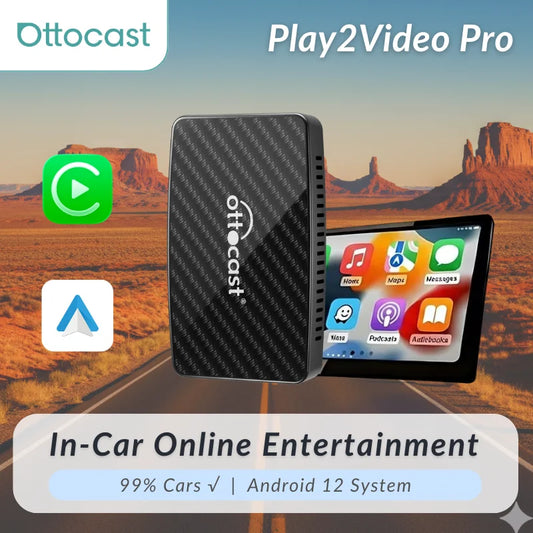 Ottocast Play2video Pro adaptateur Carplay sans fil boîtier AI Android Auto Netflix lecture vidéo YouTube miroir d'écran 1080p pour Audi