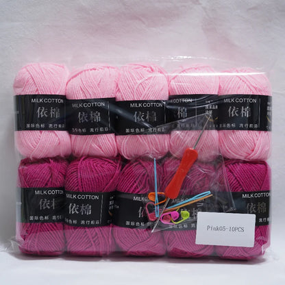 Nouveau 10 pièces série rose fil lait coton fil combinaison Crochet tricot fil ensemble pour bricolage à la main artisanat pull écharpe tricot