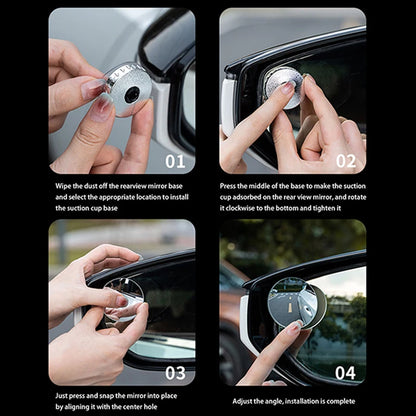 SEAMETAL – miroir convexe de voiture sans bords, grand Angle, forte ventouse, miroir d'angle mort, rétroviseur sûr à 360 degrés pour le stationnement