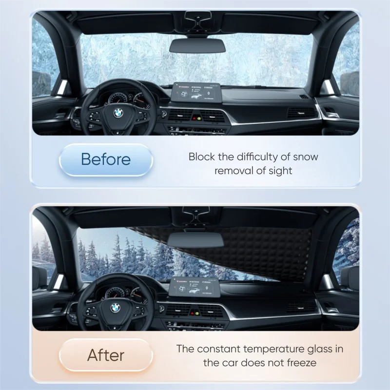 RazorRide – couverture de protection contre la neige pour voiture, pare-soleil magnétique pour bloc de pare-brise avant, couverture extérieure d'hiver pour Automobiles