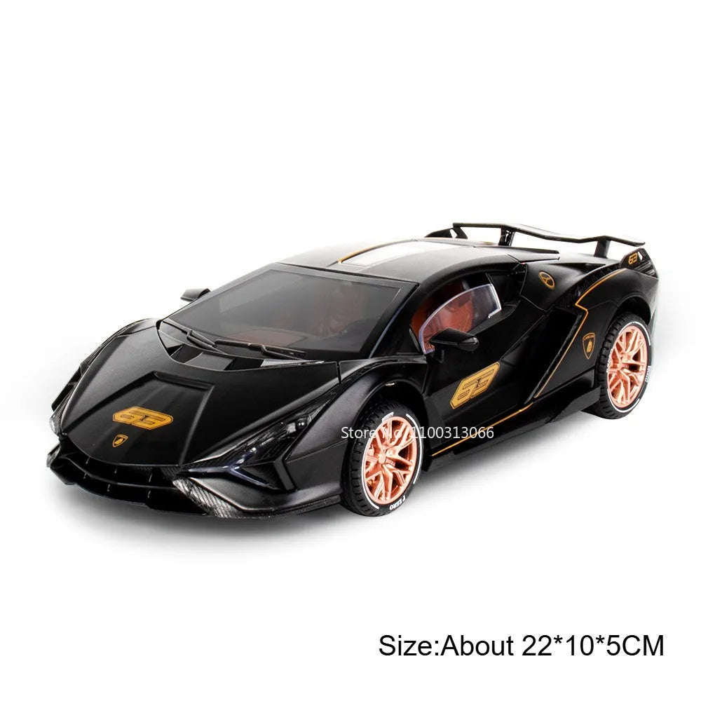 1:24 BYD YANGWANG U9 Lambor Sian voitures modèles miniatures jouets roue Absorption des chocs lumière musique supercar pour enfants Edutainment