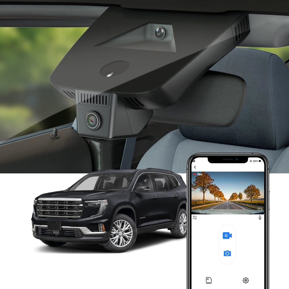 Caméra de tableau de bord Fitcamx 4K pour GMC Acadia 2024 – 2026, DVR de voiture avec WDR avancé, Super Vision nocturne, enregistreur de conduite pour la sécurité