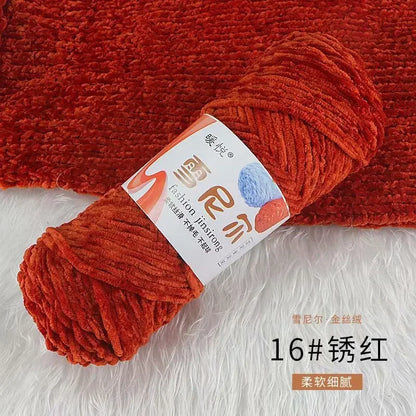 Fil de Velours en Polyester Mélangé de Coton Chenille, Crochet Ogo Doux pour Bébé, Fil Optique pour Écharpe, Bricolage Fait à la Main, 100 g/Rouleau