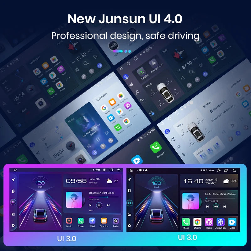 Junsun 7 9 10 pouces Radio universelle Carplay Android Auto autoradio lecteur multimédia systèmes intelligents pour Ford Peugeot Fiat