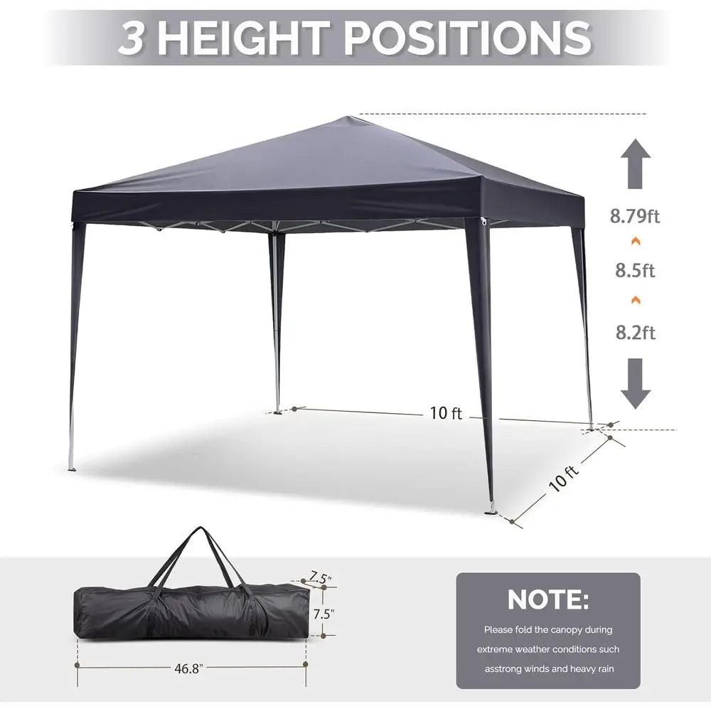Tente pliante 10x10, portable pour extérieur, camping, patio, fêtes, gazebo EZ Up avec sac de transport (gris)