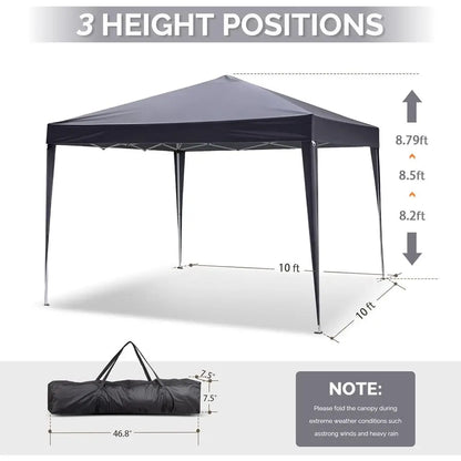Tente pliante 10x10, portable pour extérieur, camping, patio, fêtes, gazebo EZ Up avec sac de transport (gris)