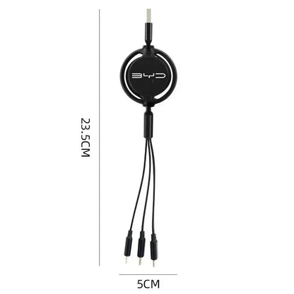 Câble de données à charge rapide, 100W, multifonctionnel, 3 en 1, BYD M6 G3 G5 T3 13 F3 F0 Dock S7 E5 E6 L3, Tang Yuan ATTO3 Song