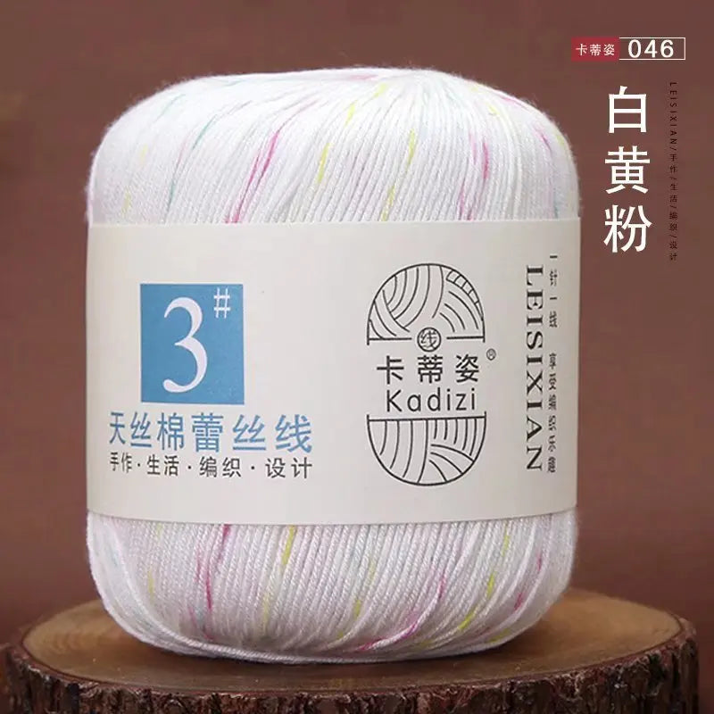 Fils de dentelle en coton mercerisé, fils de dentelle au crochet, broderie à la main, artisanat d'art, couvertures de bricolage, écharpe et pull, taille 3, # 100%