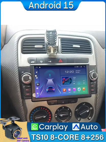 Pour Fiat Grande Punto Linea 2007-2012 autoradio Navigation GPS Android Auto stéréo écran vidéo Carplay vidéo 2K No 2din