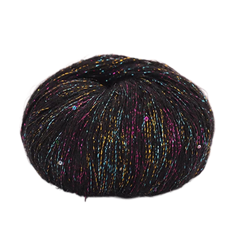 Fil de mohair de dentelle avec paillettes, fil de boucle de crochet, paillettes brillantes, pull de bricolage, 150g, 50G * 3