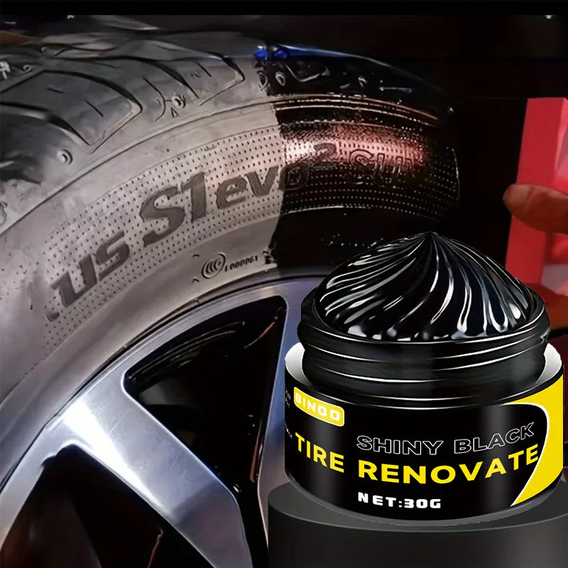 Cire pour pneus Black Shiny – protection et réparation durables et durables pour toutes sortes de pneus – évite les fissures et le blanc