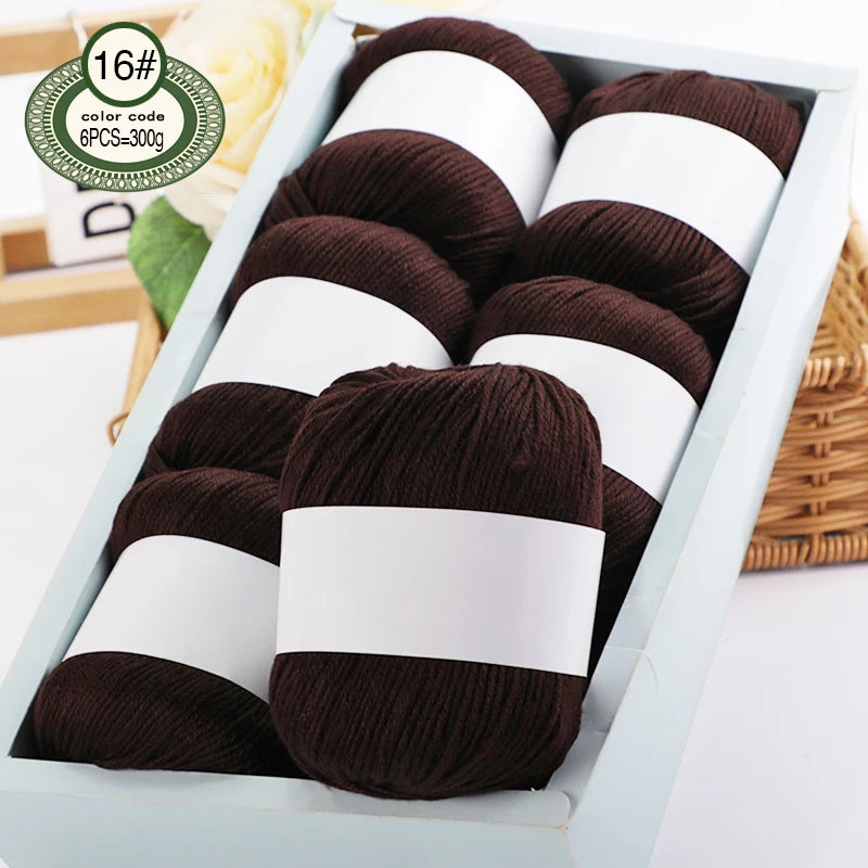 Fil de mélange de soie de luxe 6 pièces/ensemble, 50g chacun, fil à tricoter doux adapté aux pulls, couvertures et écharpes pour bébé, plusieurs couleurs