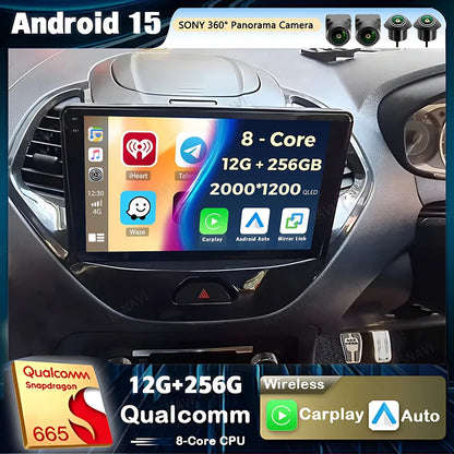 Android 15 Carplay Auto pour Ford Figo 2015 2016 2017 2018 autoradio 4G WIFI lecteur multimédia srereo Navigation vidéo 360 caméra