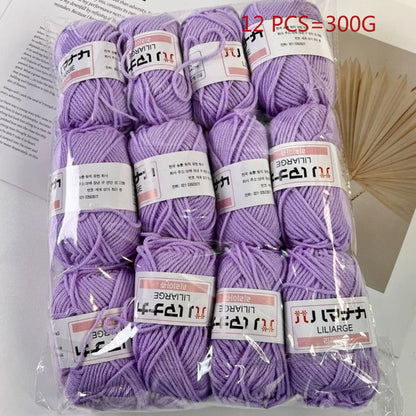 12 pièces 300g fil de lait fait à la main grossier bricolage tissage boule de fil pour pull chapeau écharpe et autres vêtements doux Crochet fil à tricoter