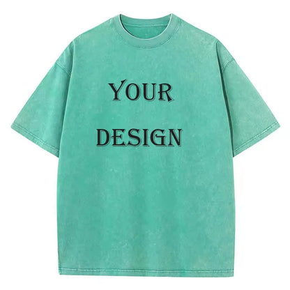 T-shirt unisexe en coton lavé, imprimé personnalisé, haut Harajuku, bricolage, votre Photo ou Logo, à la mode