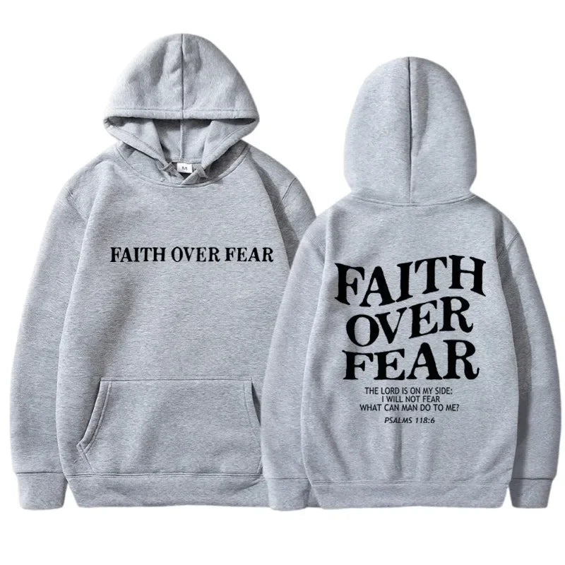 FAITH OVER FEAR sweat à capuche imprimé pour hommes femmes décontracté à manches longues sweats à capuche Hip Hop Harajuku sweat à capuche Y2k hommes hauts à capuche