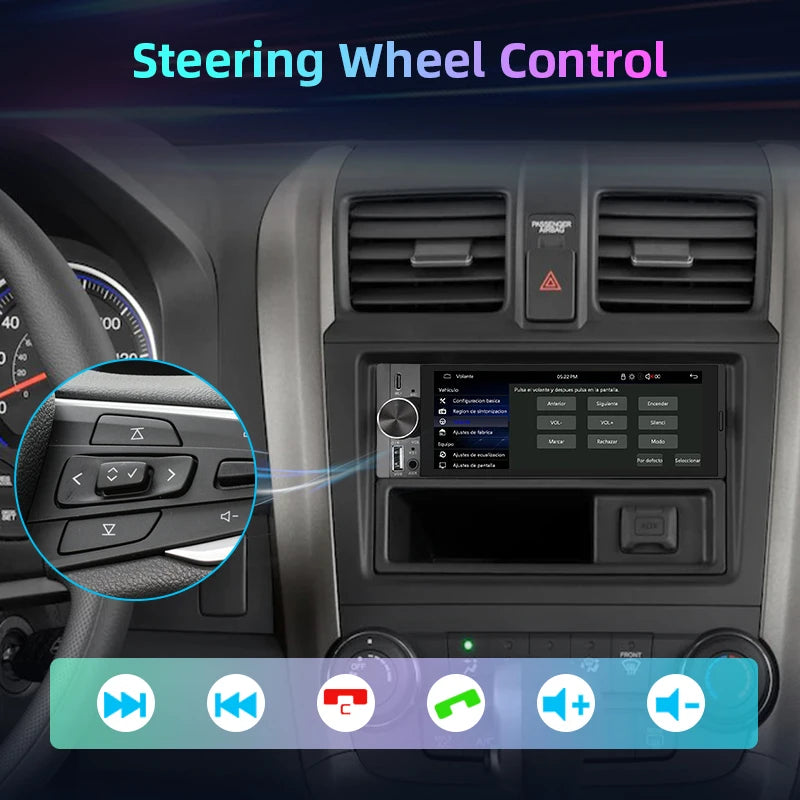 Junsun 6.86 ''1 Din autoradio Bluetooth sans fil pour Apple Carplay Android Auto FM MP5 lecteur Radio universel IPS écran tactile