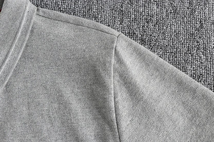 T-shirt rétro américain à manches courtes pour hommes, Polo à revers de couleur unie, à la mode, 100% coton, hauts d'affaires décontractés