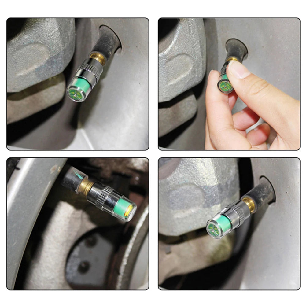 Moniteur de pression des pneus de voiture, capuchon de Valve, outil d'inspection automatique de la pression des pneus, capteur de bouchon de pneu de moto, détection de Valve externe, 4 pièces