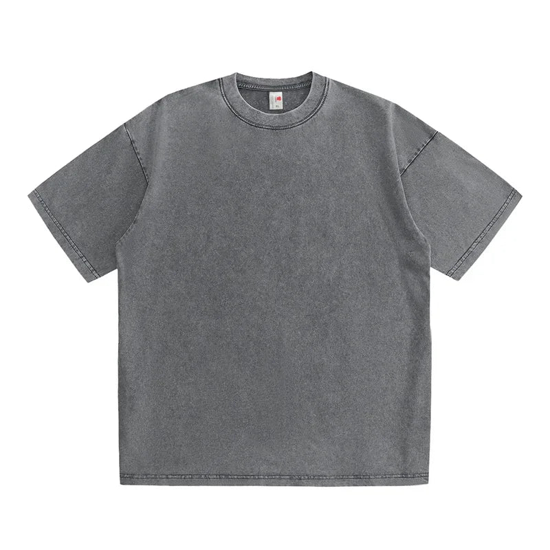 230G coton américain grande taille t-shirts hommes été Vintage vêtements lavé t-shirts décontracté à manches courtes basique hommes hauts