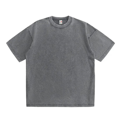 230G coton américain grande taille t-shirts hommes été Vintage vêtements lavé t-shirts décontracté à manches courtes basique hommes hauts