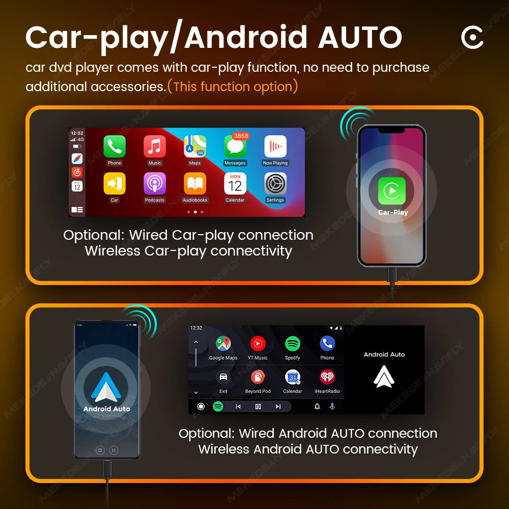 MEKEDE 6.86 pouces 1din Autoradio universelle MP5 type-c lecteur HD écran tactile Autoradio multimédia sans fil et filaire Carplay