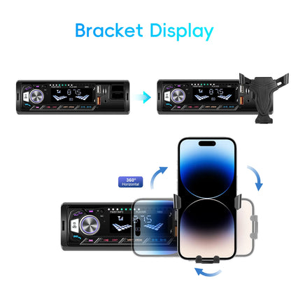 Leekooluu-Autoradio stéréo Bluetooth avec support pour téléphone, lecteur MP3, récepteur FM, prise en charge du chargement du téléphone, carte AUX, USB, TF, 1Din