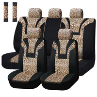 Housse de siège de voiture universelle en peluche courte imprimé léopard, housses de siège d'hiver adaptées à la plupart des voitures SUV camion fourgonne accessoires de voiture intérieur