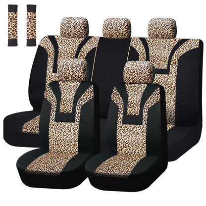Housse de siège de voiture universelle en peluche courte imprimé léopard, housses de siège d'hiver adaptées à la plupart des voitures SUV camion fourgonne accessoires de voiture intérieur