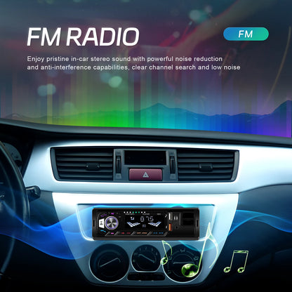 Leekooluu-Autoradio stéréo Bluetooth avec support pour téléphone, lecteur MP3, récepteur FM, prise en charge du chargement du téléphone, carte AUX, USB, TF, 1Din