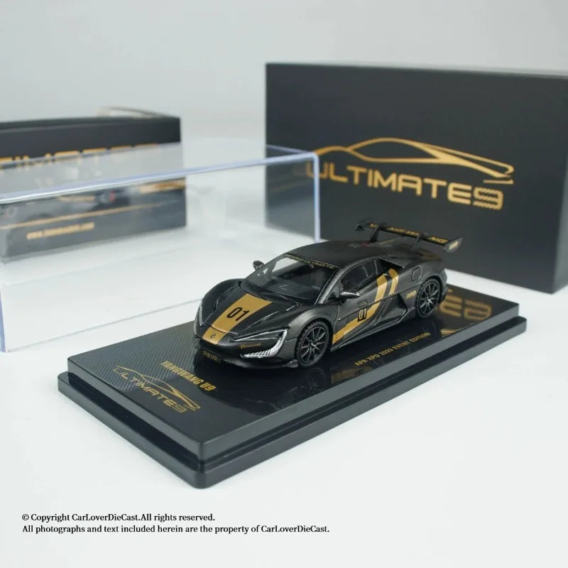 INNO moulé sous pression 1/64 échelle BYD YANGWANG U9 modèle de voiture de sport en alliage BYD YANGWANG U9 tout en carbone noir modèle de voiture Collection ornement
