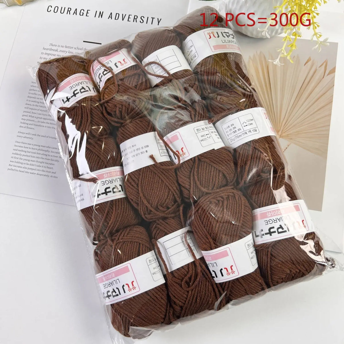 12 pièces 300g fil de lait fait à la main grossier bricolage tissage boule de fil pour pull chapeau écharpe et autres vêtements doux Crochet fil à tricoter