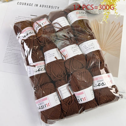 12 pièces 300g fil de lait fait à la main grossier bricolage tissage boule de fil pour pull chapeau écharpe et autres vêtements doux Crochet fil à tricoter