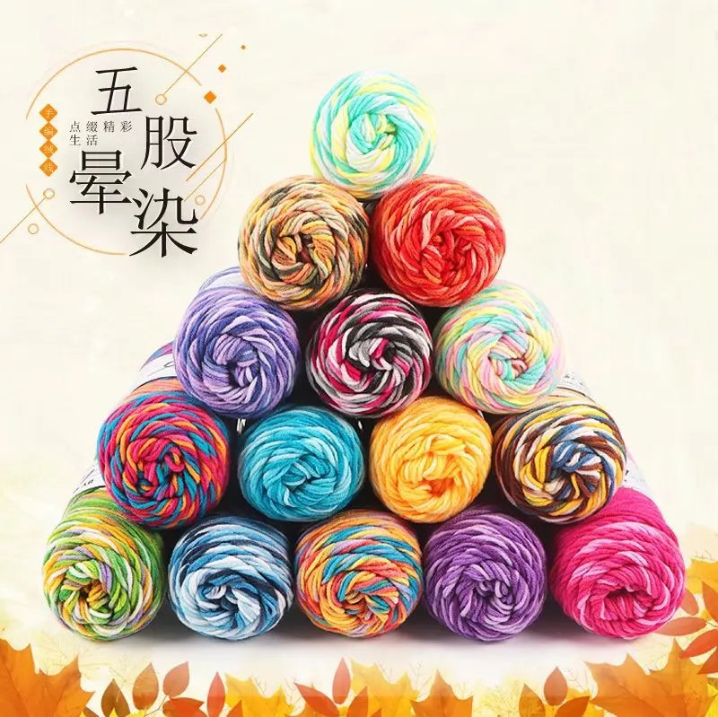 Fil à tricoter à la main en coton au lait coloré, 100g, section teinte au Crochet, ligne de fil, couverture, châle, chapeau, chaussettes, 200 mètres, 1 pièce