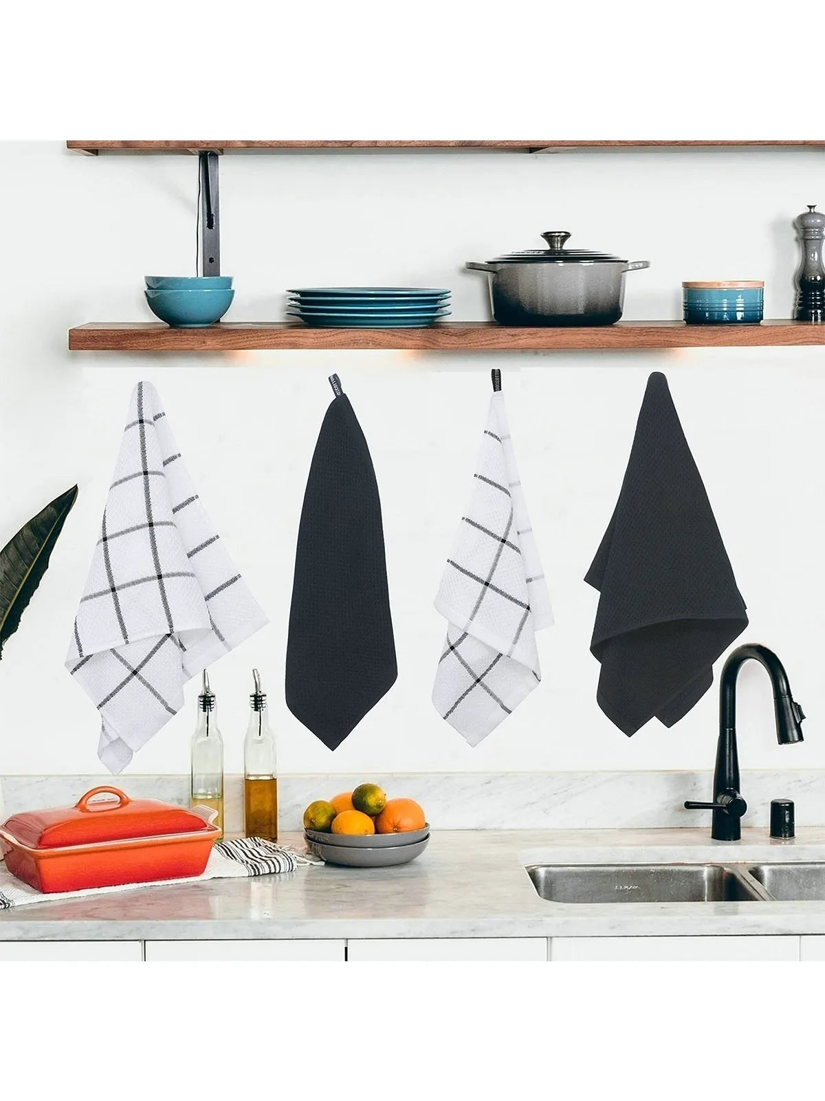Chiffons de cuisine en coton à carreaux, chiffons de cuisine, essuie-mains, débarbouillettes super douces et absorbantes, 12x12in, 6 paquets