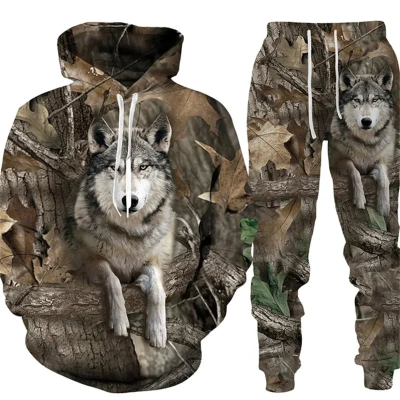 Camouflage plante chasse animale impression 3D sweats à capuche pantalons ensembles hommes sweats pantalons de survêtement deux pièces costumes survêtement hommes vêtements