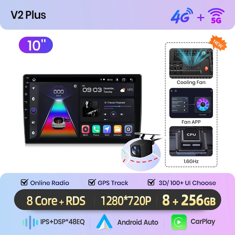 Junsun 7 9 10 pouces Radio universelle Carplay Android Auto autoradio lecteur multimédia systèmes intelligents pour Ford Peugeot Fiat