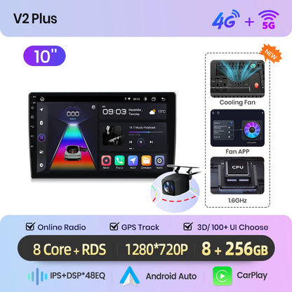 Junsun 7 9 10 pouces Radio universelle Carplay Android Auto autoradio lecteur multimédia systèmes intelligents pour Ford Peugeot Fiat