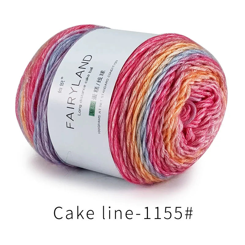 Fil à gâteau dégradé pour tricoter à la main, fil coloré au Crochet, Section moyenne et épaisse, fil arc-en-ciel en laine de coton teint, 100 g/pièce