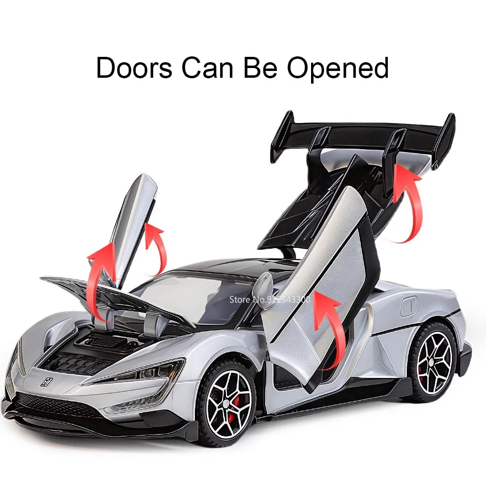 BYD – modèle de voiture de sport U9, échelle 1:32, porte à ciseaux, lumière musicale ouverte, modèles de supercar, cadeau de Collection