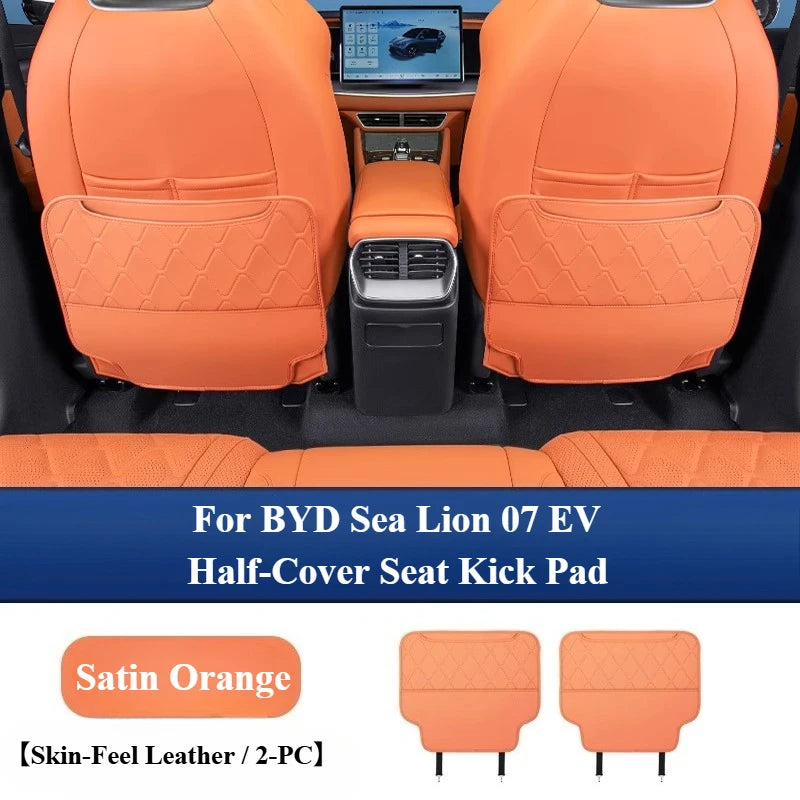 Tapis Anti-coup de pied pour siège arrière BYD Sealion 7 Sea Lion 07 EV 2024 2025, couleur de voiture originale, tapis Anti-coup de pied en cuir