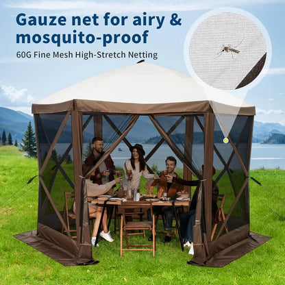 Tente de réception pop-up Garvee 8x8 pieds avec moustiquaire, abri extérieur portable instantané à 6 côtés, imperméable, avec sac de transport, idéale pour le camping, la plage, la terrasse et les fêtes en extérieur