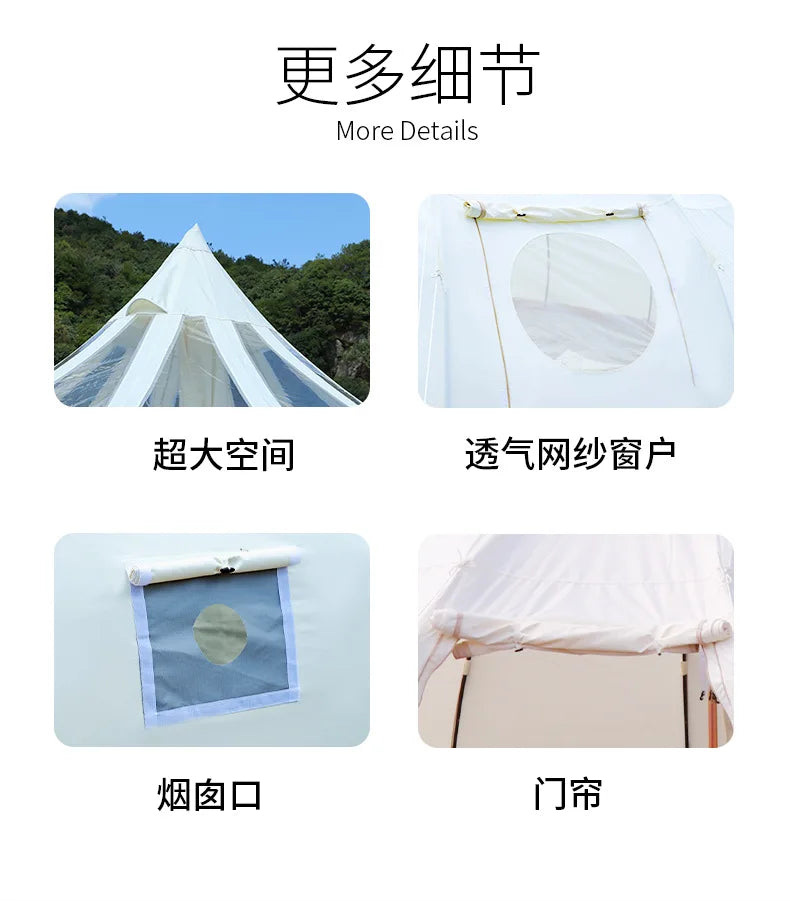 Tente Star Gazer avec logo personnalisé, 4m, 5m, 6m, quatre saisons, camping, blanc, kaki, Oxford, coton, étanche, goutte d'eau pour la fête